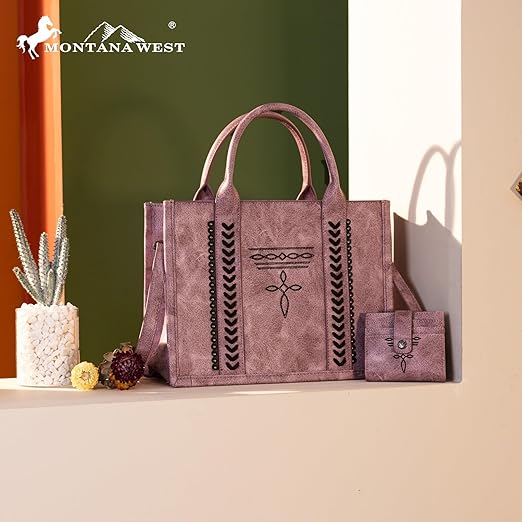 Montana West Whipstitch Concealed Carry Tote With Matching Bi-Fold Wallet