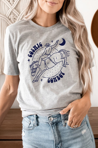 Cosmic Cowboy Space Horse Moon Graphic Tee