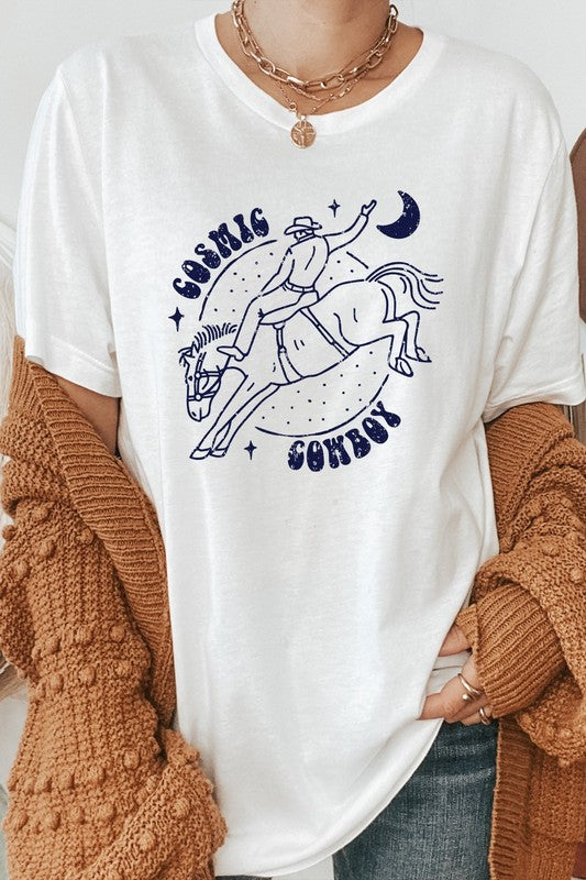 Cosmic Cowboy Space Horse Moon Graphic Tee