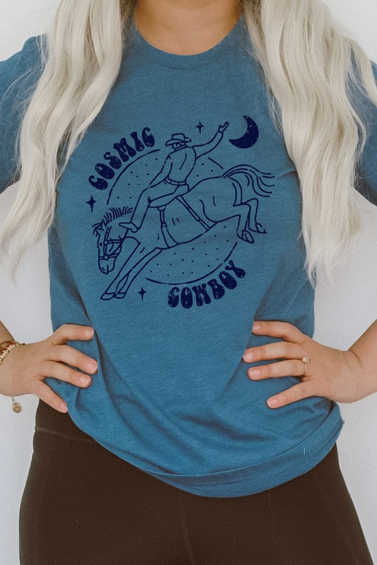 Cosmic Cowboy Space Horse Moon Graphic Tee