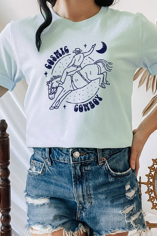 Cosmic Cowboy Space Horse Moon Graphic Tee