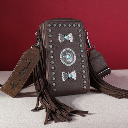 Montana West Fringe Mariposa Concho Collection Phone Wallet/Crossbody