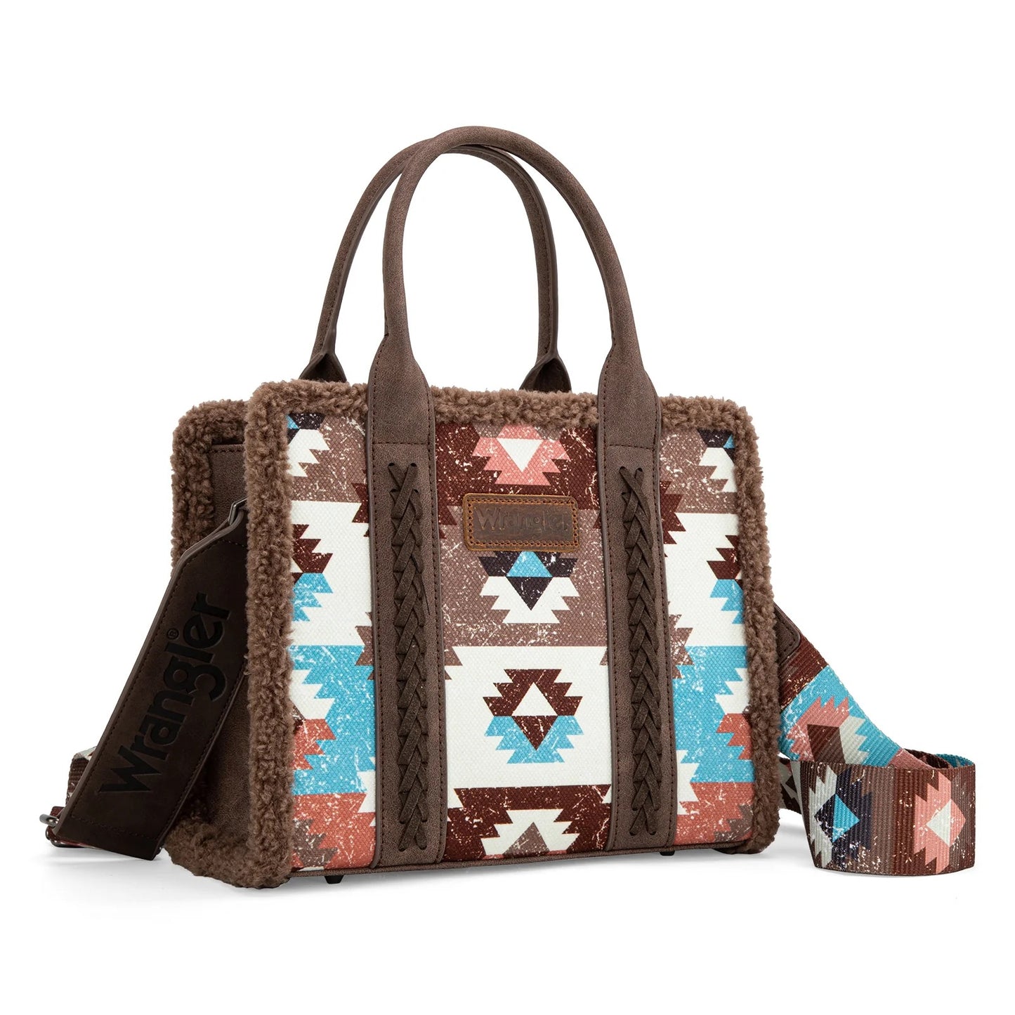 Wrangler Sherpa Southwestern Print Small Canvas Tote/Crossbody