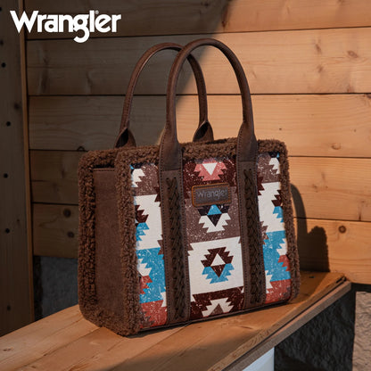 Wrangler Sherpa Southwestern Print Small Canvas Tote/Crossbody