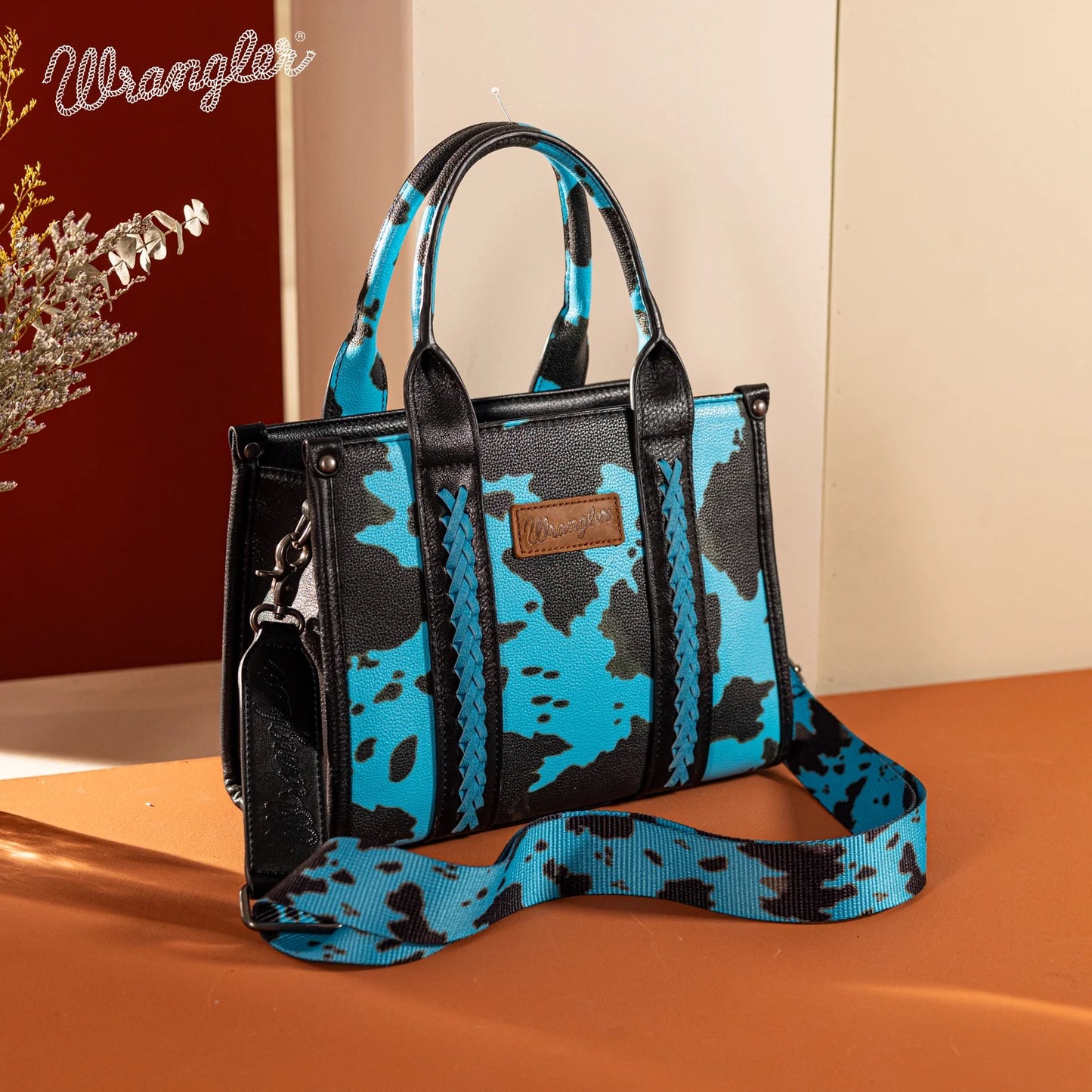 Wrangler Cow Print Concealed Carry Tote/Crossbody