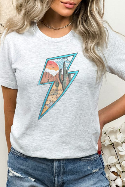 Western Desert Scene in Lightning Bolt Graphic Tee