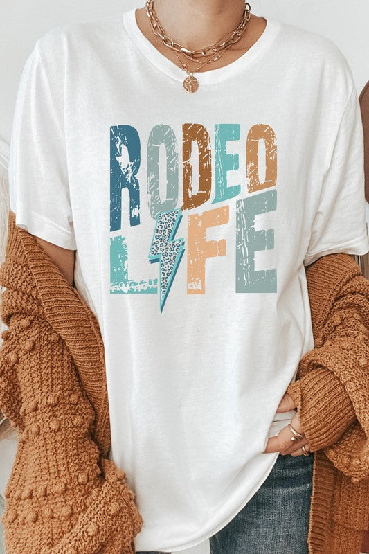 Rodeo Life Leopard Lightning Bolt West Graphic Tee