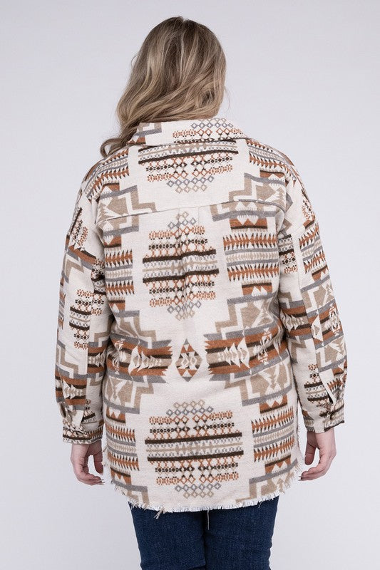 Plus Size Aztec Western Shacket