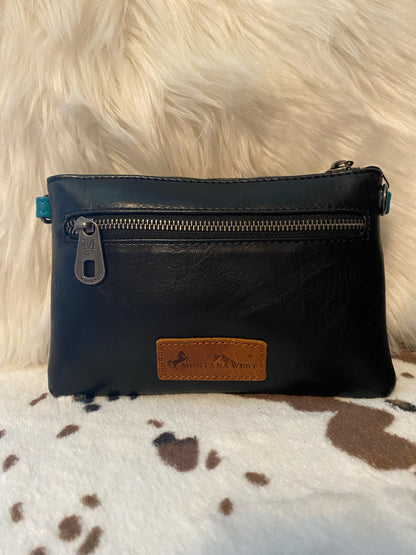 Montana West Hair-On Cowhide Croc Embossed Clutch/Crossbody